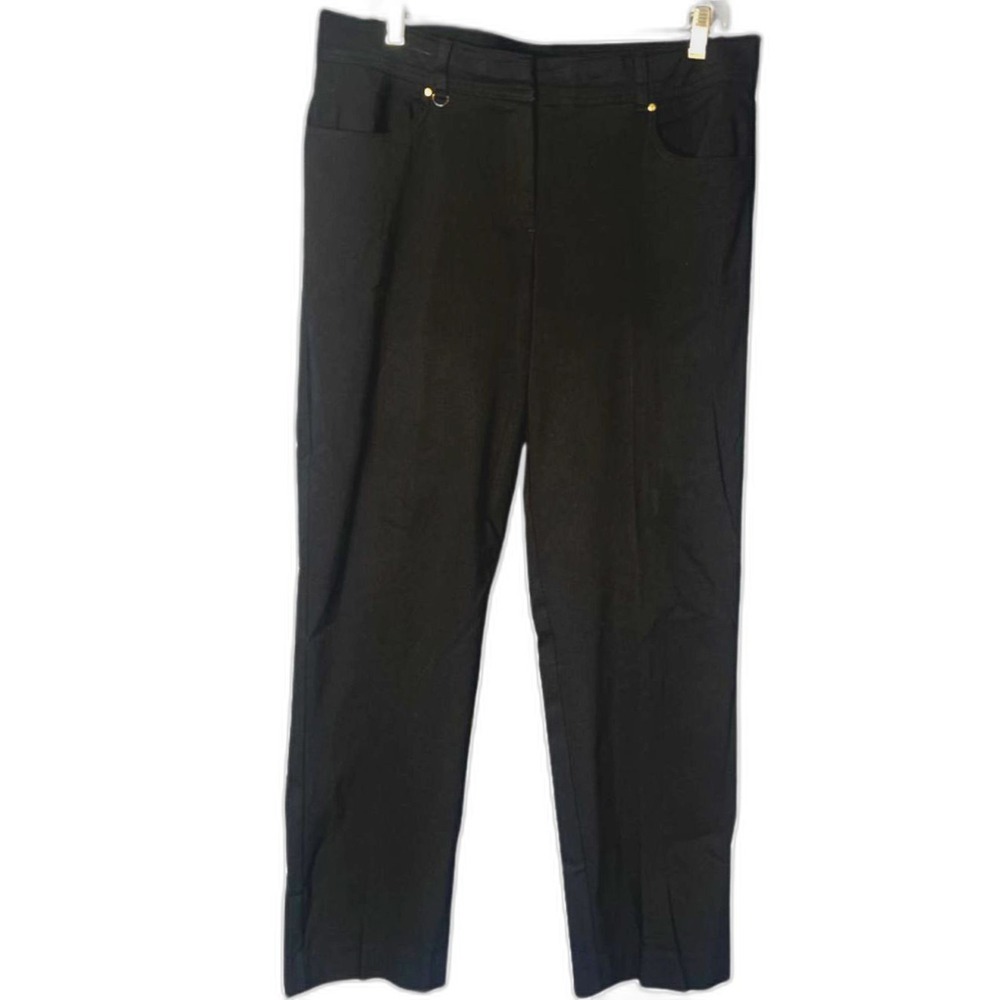 JM Collection Basic Black Straight Leg Dress Pant Trouser Size 12S Office Career